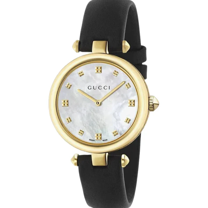 Ladies Gucci Mother Of Pearl Leather Strap Watch YA141404