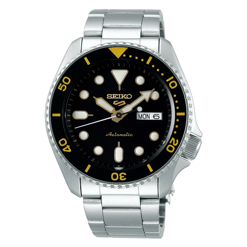 Men's Seiko 5 Sport Black Dial Stainless Steel Automatic Watch SRPD57K1
