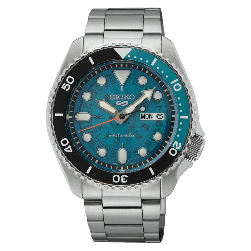 Men's Seiko 5 Sports SKX Skeleton Style Blue Dial Automatic Watch SRPJ45K1